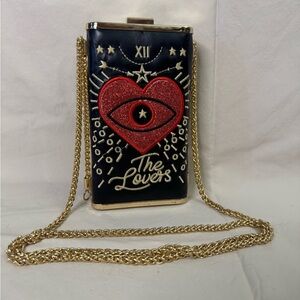 “The Lovers” Tarot Clutch with Gold Chain
